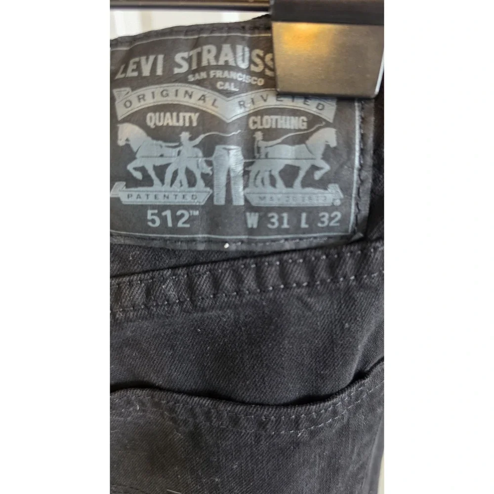 NWT Men's Levi's 512 Slim Taper Distressed Black Jeans - Size 31x32